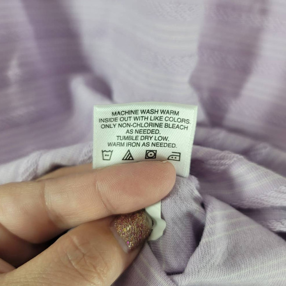 Hanna Andersson Kids Girls Striped Cotton Tie Straps Dress Purple White Size 10 - Picture 5 of 5